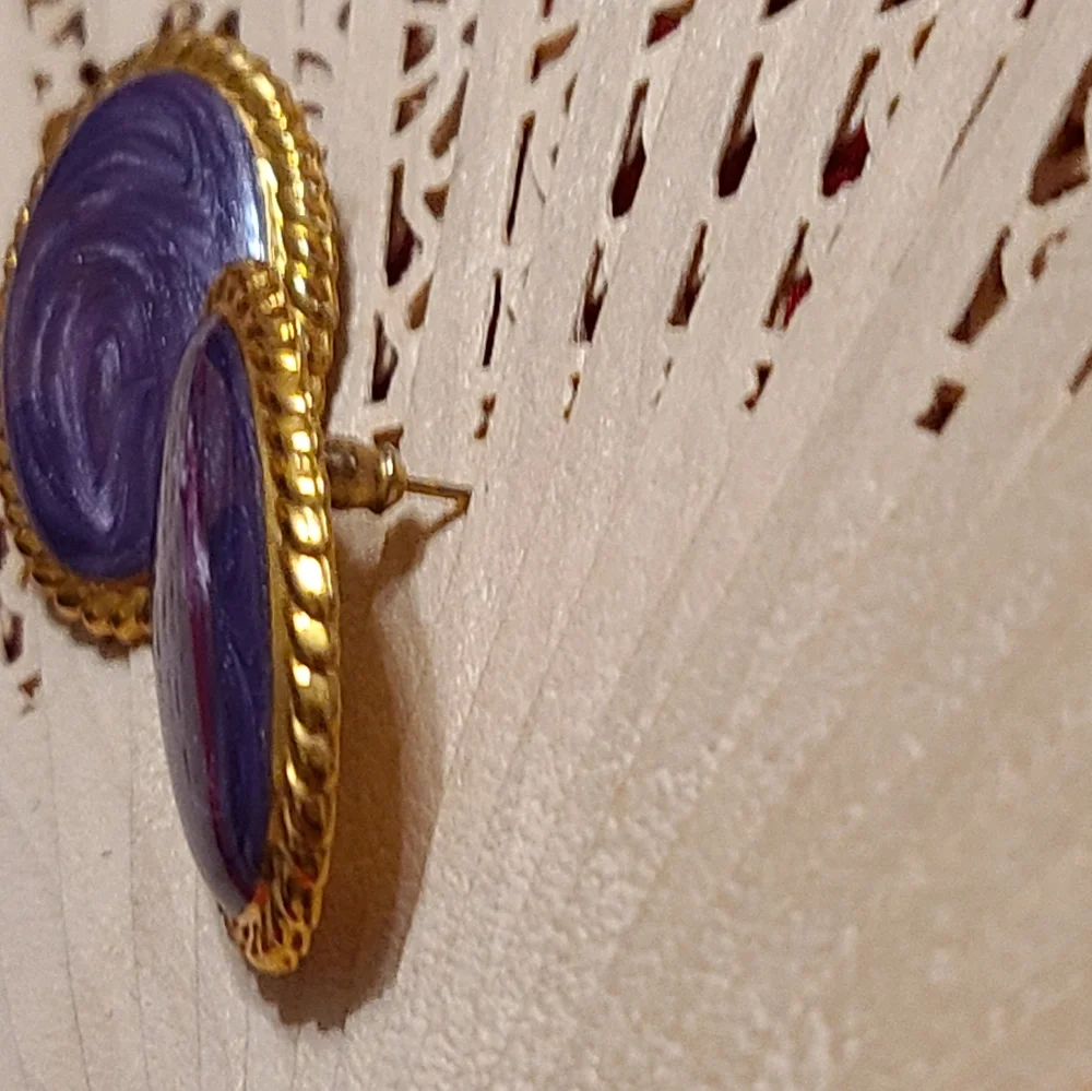 Swirl Earrings Purple & Gold